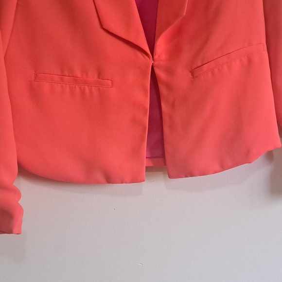 Forever 21 Bright pink,orange fuchsia long sleeve blazer jacket Size 6/S - Picture 4 of 12
